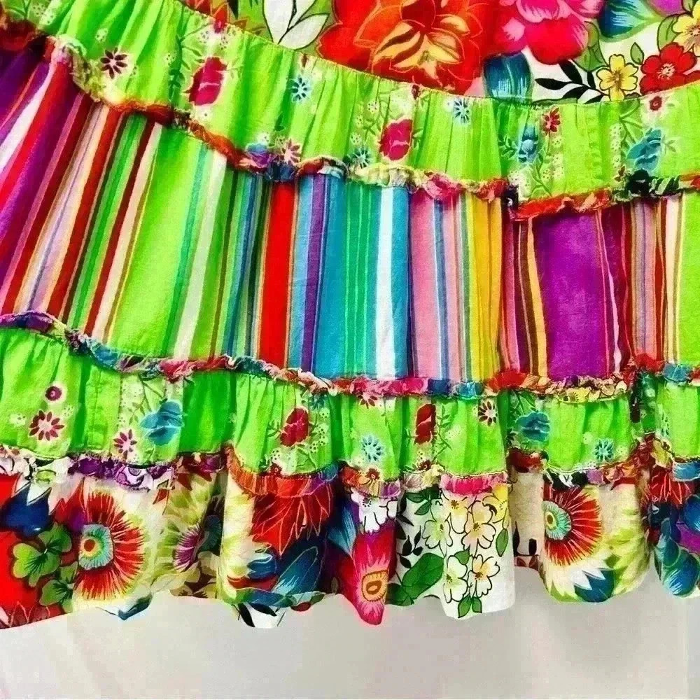Patchington Colorful Floral Patchwork Maxi Skirt … - image 8